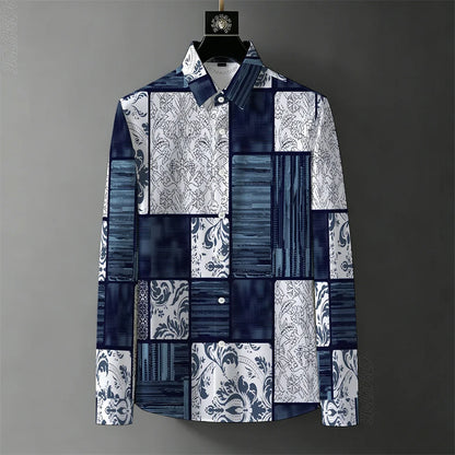 Men's Retro Baroque Print Business Casual Shirt