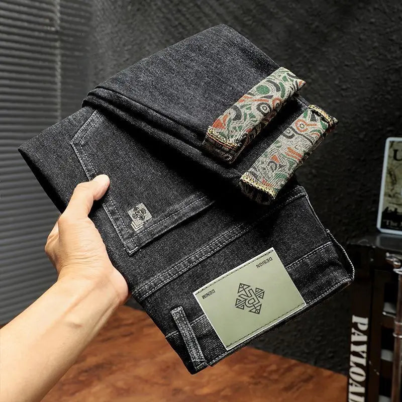 Autumn and Winter 25 Years of High-end Business Casual Light Luxury Fashion with Men's Small Straight Men's Jeans  Jeans