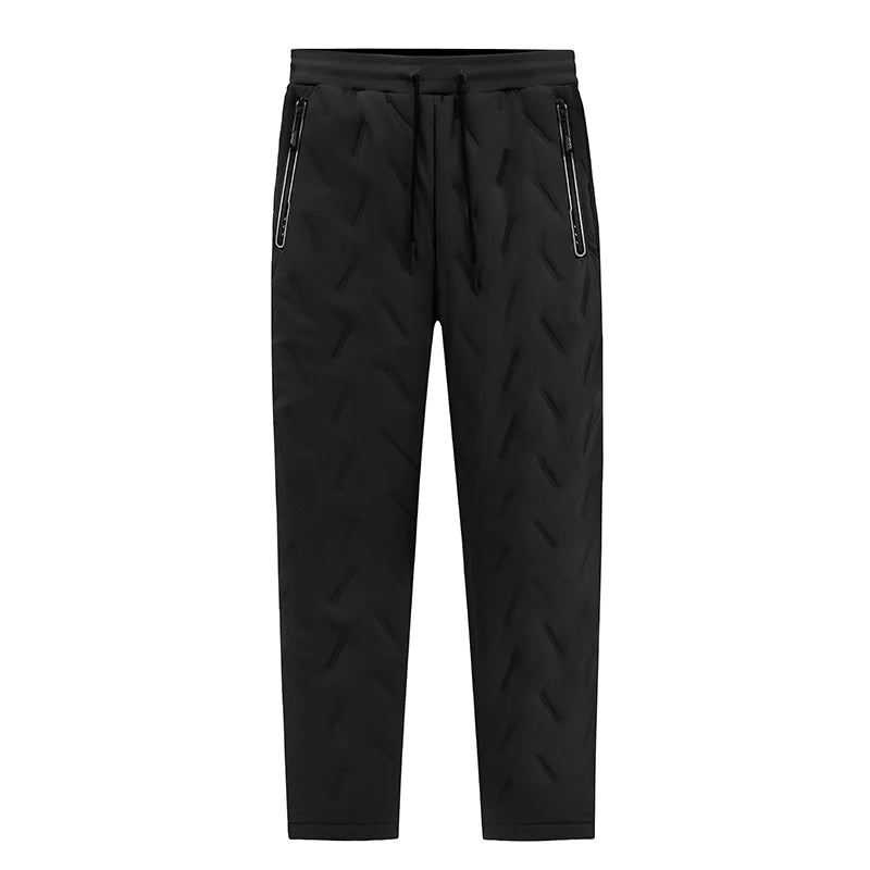 YJKVUR Winter New Oversize Pants Men Windproof Warm Fleece Liner Drawstring Trousers Casual Comfortable Plus Size Sweatpants