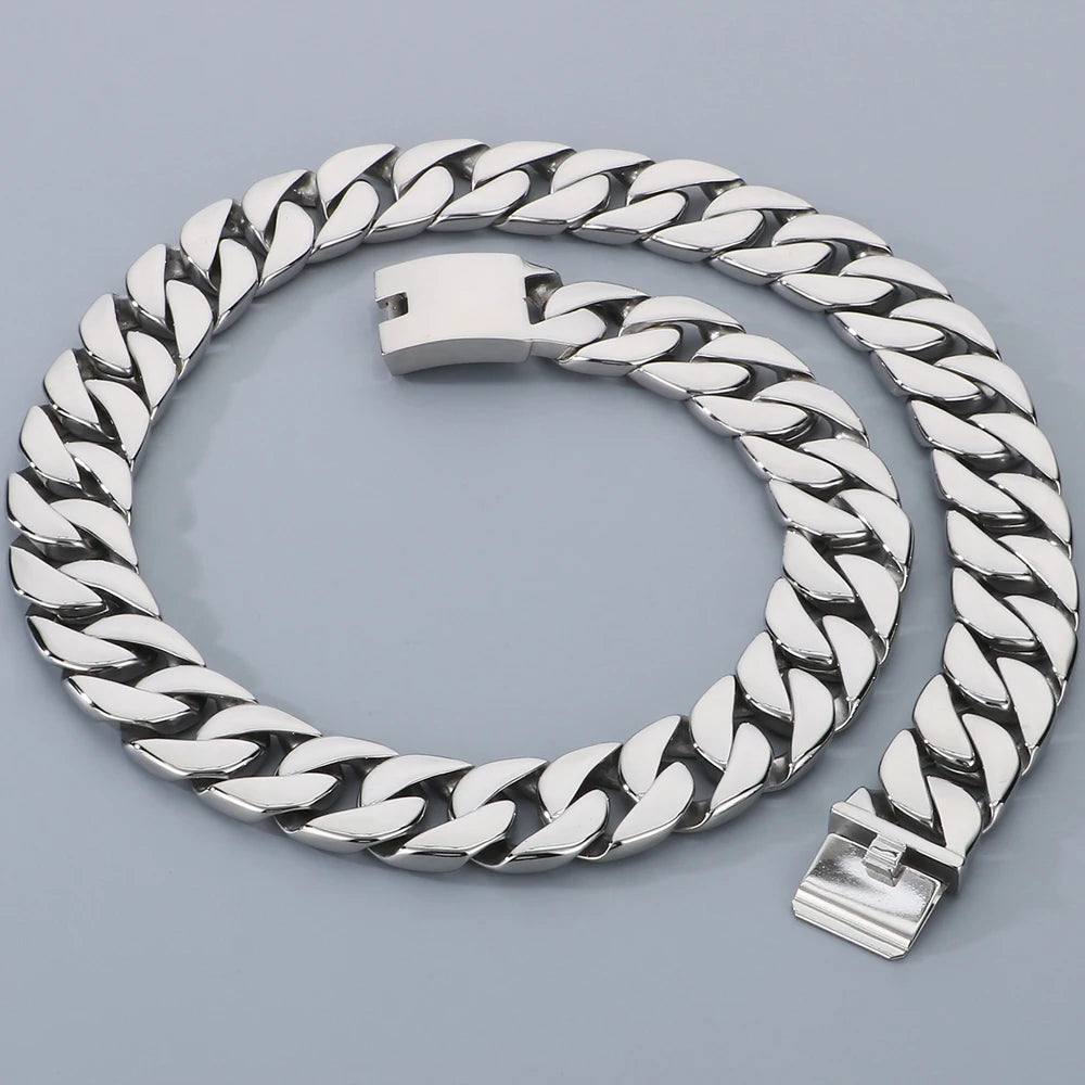 Men's 72CM Long 24MM Wide Curb Cuban Link Chain Necklaces Heavy Stainless Steel On Neck Chains for Man Party Jewelry Gifts Male