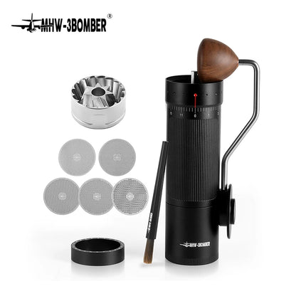 MHW-3BOMBER Manuelle Kaffeemühle 0,016mm/Klick Konisches Mahlwerk für Espresso Pour Over Verstellbar Edelstahl Barista Werkzeug