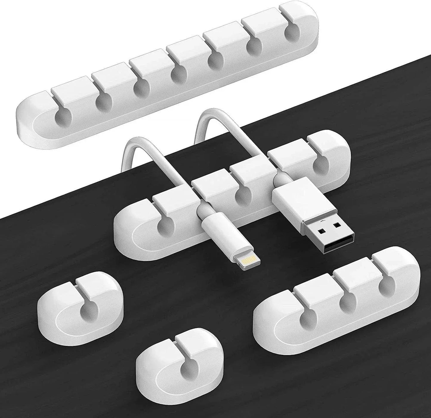 VIKEFON Silicone USB Cable Winder & Adhesive Clips