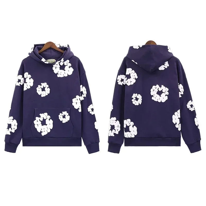 Hoodie Cross border European and American Hot selling Cotton Foam Printed Tears Hoodie Men's and Women's Hoodies
