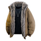 Men's 2025 Winter New Faux Fur Collar Padded Thickened Jackets Loose Comfort Warm Zipper Coats Male  Leisure Long Sleeve Jackets