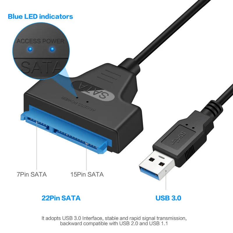 SATA to USB 3.0 Cable – 2.5" HDD SSD Adapter 6Gbps