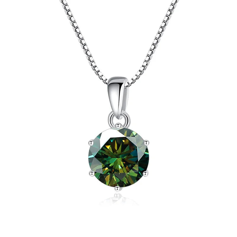 JoyceJelly 1 CT Real Moissanite Pendant Necklace For Women Royal Blue Color Moissanite 925 Sterling Silver Wedding Fine Jewelry
