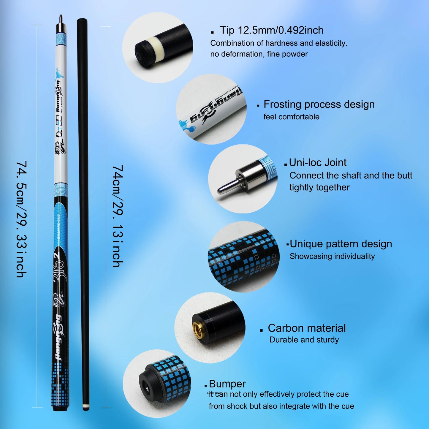 Viper 12.5mm Billiards Cue Bag Set Professional Carbon Fiber American Pool Cue Stick Smooth Shaft for Home and Bar Pool Games