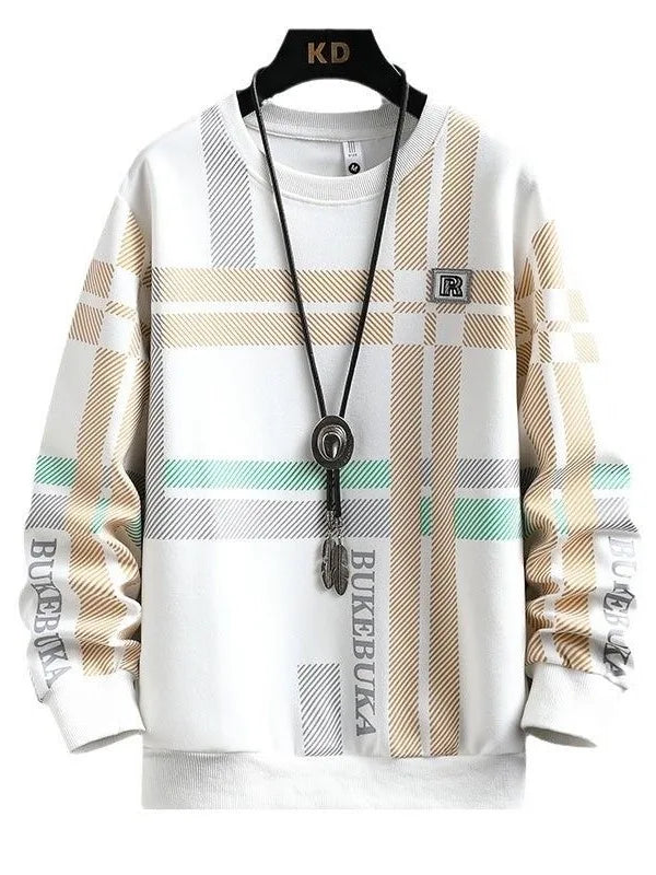 Loose Fit Long Sve round Ne Sweatirt Men's Heavyweight Basic T-irt Youth Casual Sle Spring Autumn Season Faion