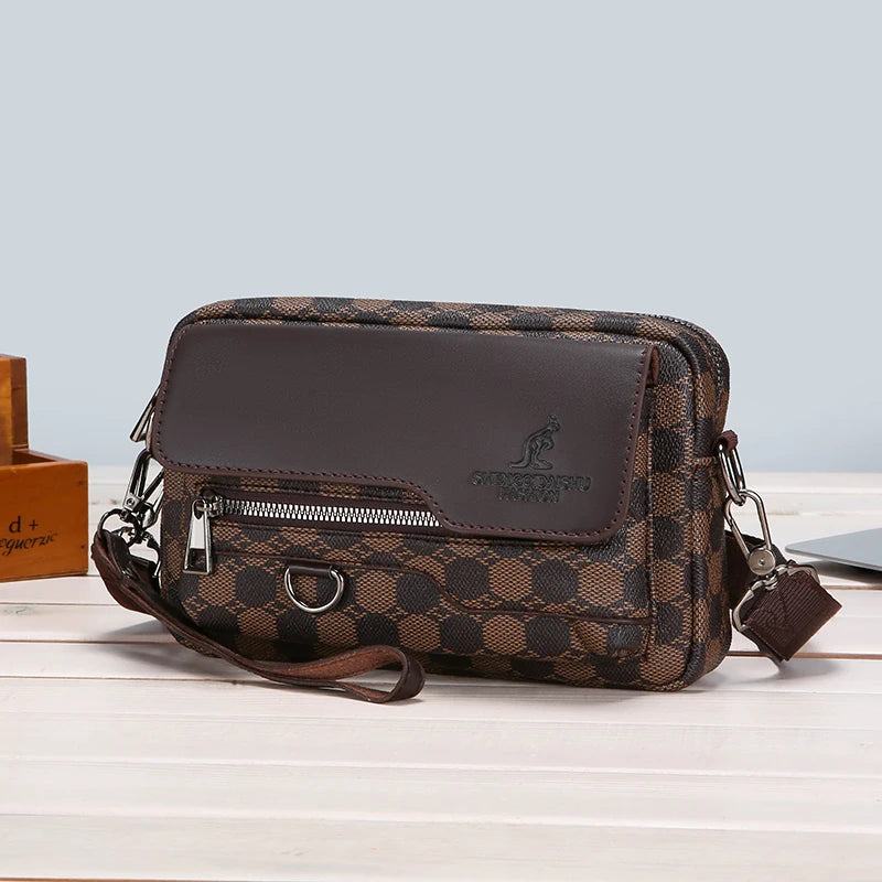 Business Herren Clutch Bags Hochwertige PU-Leder Herren Kleine Umhängetasche Multifunktionale Herren Handtasche Tasche mit Hüftgurt