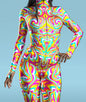 Colorful Rainbow Cosplay Costumes Abstract Geometry 3D Print Bodysuit For Women Skinny Jumpsuit Carnival Holiday Art Zentai Suit