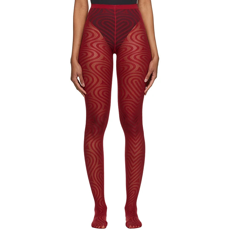 Women Patterned Pantyhose Y2k Aesthetic Tie Dye Sheer Tights Funky Print Hollow Out Mesh Stockings Leggings Grunge Streetwear
