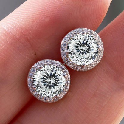 925 Sterling Silver 1 Carat Moissanite Round Earrings Engagement Wedding Daily Work Party Travel Luxurious Gift For Women