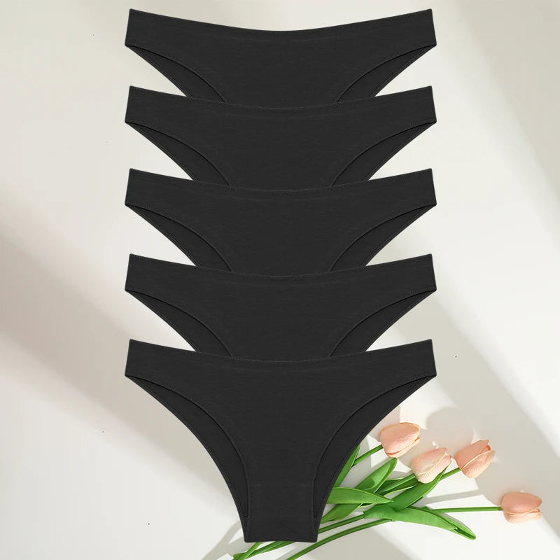 FINETOO 5PCS/Set M-XXL Panties Women Cotton Lingerie Woman Underwear Sexy Femme Underwear Girls Underpant Panty 7 Solid Colors