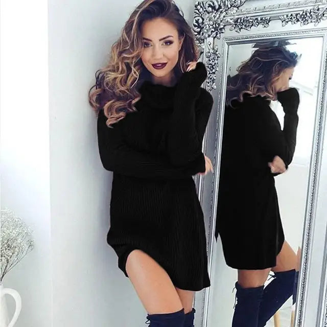 Women's Turtleneck Loose Knit Pullover Sweater