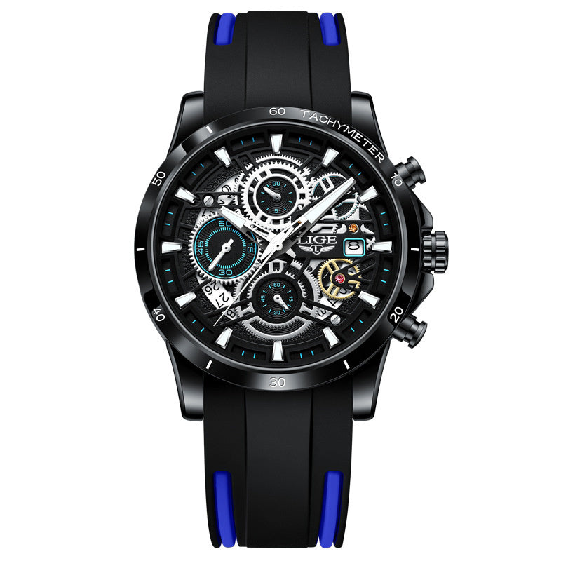 Skeleton Quartz Watch – Multifunctional Men's Timepiece