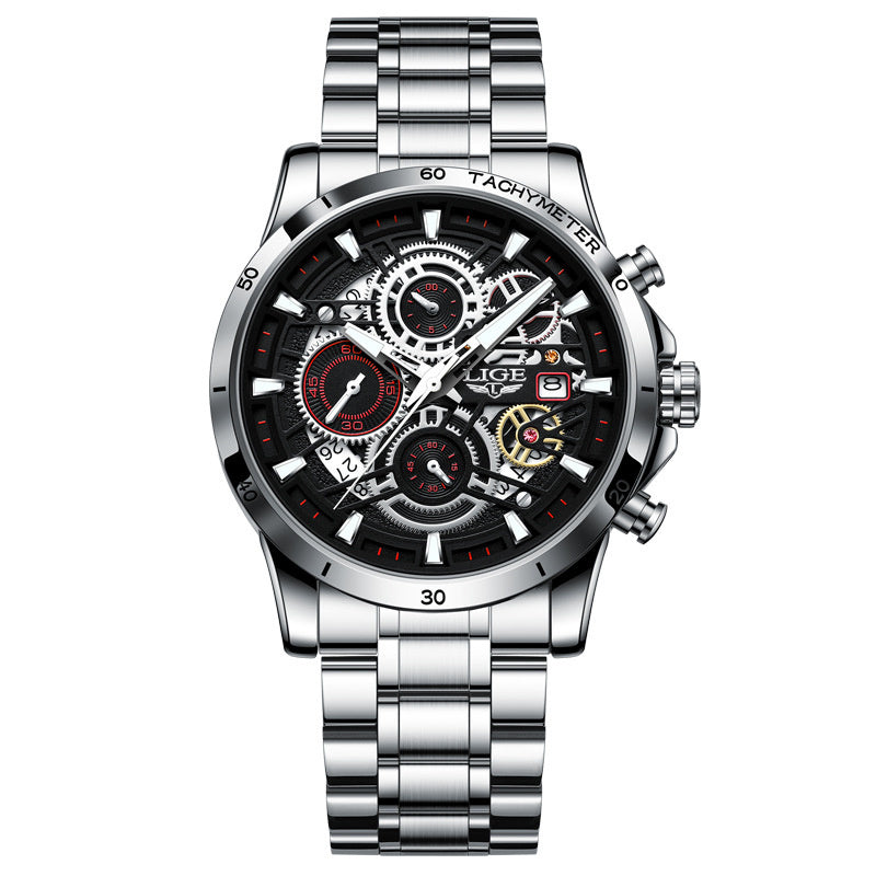 Skeleton Quartz Watch – Multifunctional Men's Timepiece