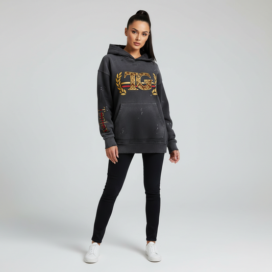 Teglex Frayed Hoodie Heavy Pullover Sweater