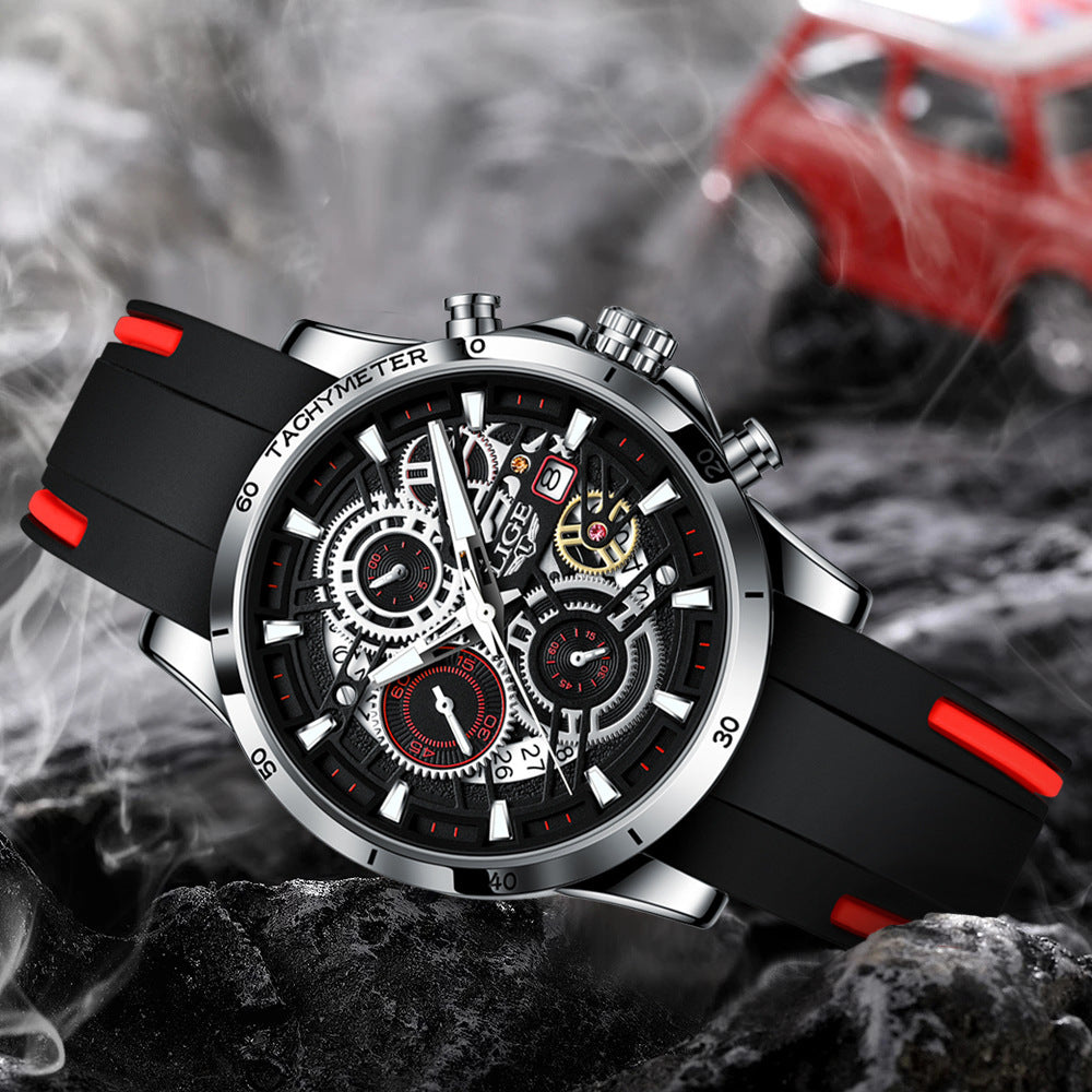Skeleton Quartz Watch – Multifunctional Men's Timepiece