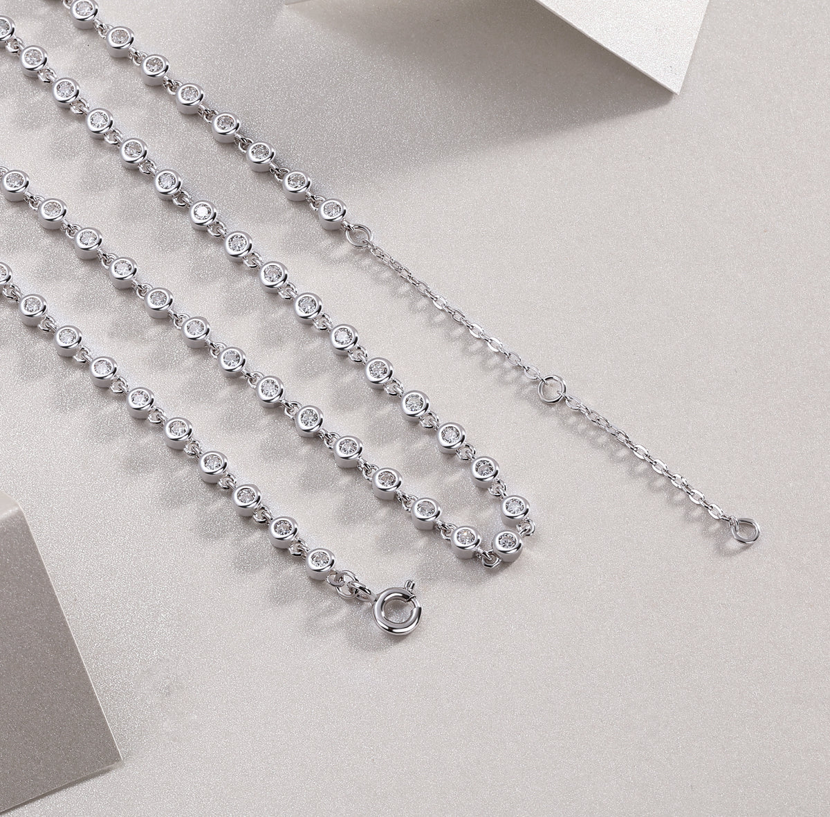 Tennis Heart Moissanite S925 Platinum Necklace Set