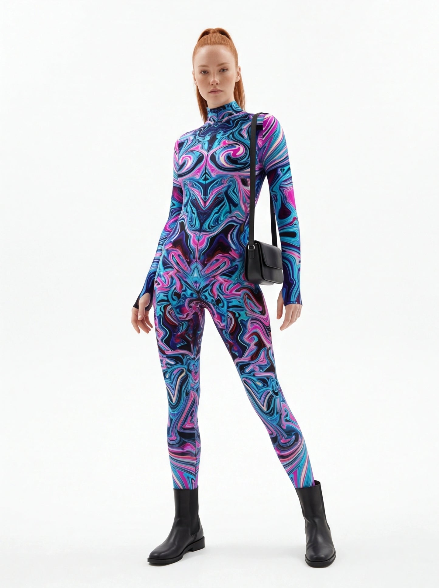 Rainbow 3D Geometry Bodysuit Women Carnival Zentai Jumpsuit
