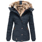 Women's Wool Collar Cotton-Padded Winter Jacket – Warm Puffer Coat