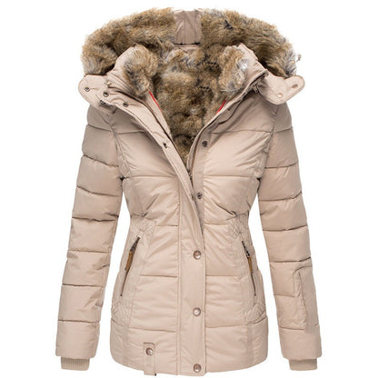 Women's Wool Collar Cotton-Padded Winter Jacket – Warm Puffer Coat