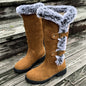 Women's Velvet Chunky Heel Snow Boots – Warm Winter