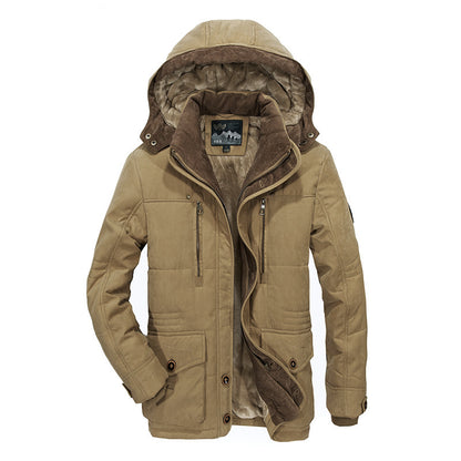 Herren Wattierte Mittellange Winterjacke aus Baumwolle – Warm Isolierter Mantel