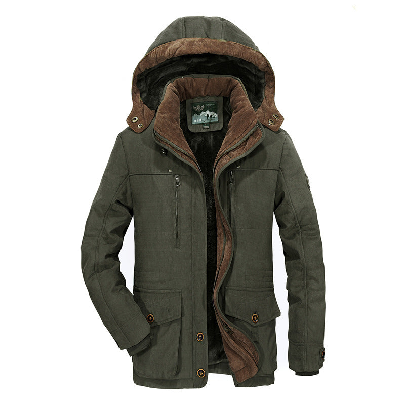 Herren Wattierte Mittellange Winterjacke aus Baumwolle – Warm Isolierter Mantel