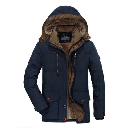 Herren Wattierte Mittellange Winterjacke aus Baumwolle – Warm Isolierter Mantel