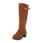 Women's Frosted Knee-High Fashion Boots – Round Toe