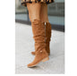 Low-Heeled Side-Zip High Boots